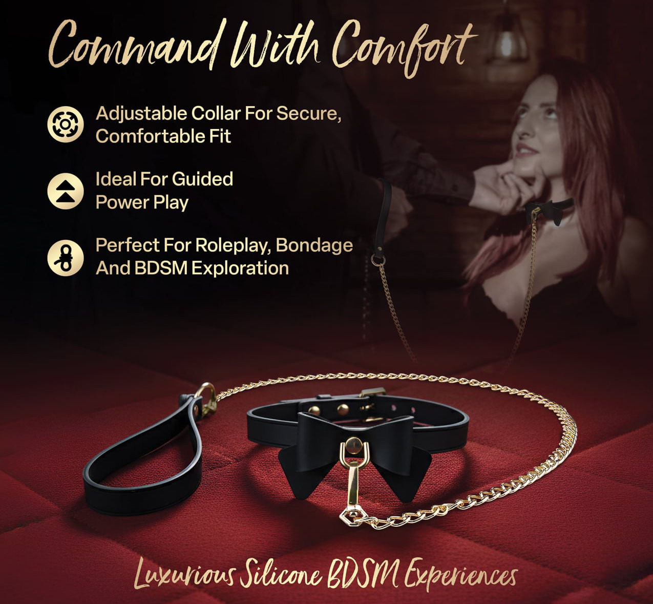 Temptasia Ardor Silicone Collar with Bow & Leash Features