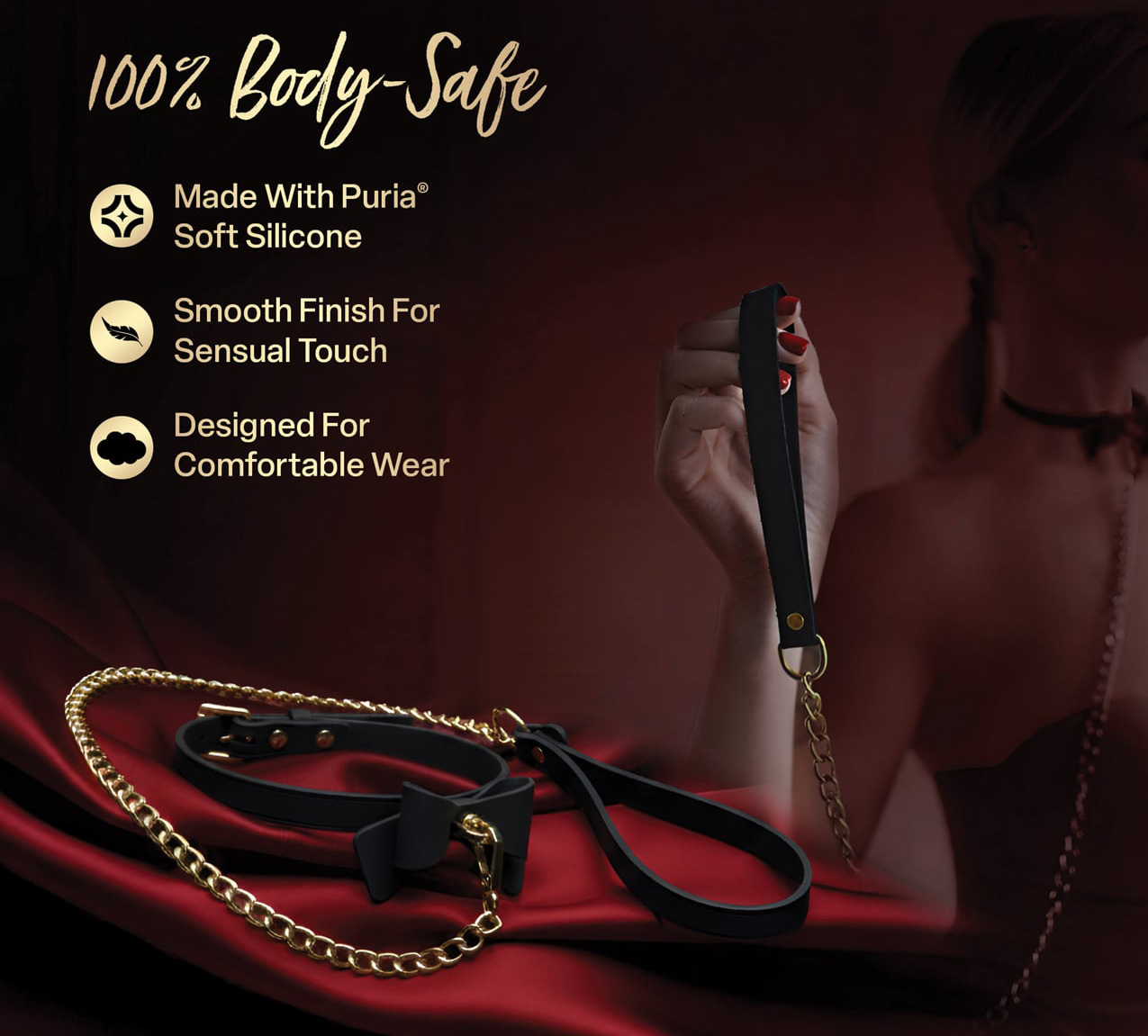 Temptasia Ardor Silicone Collar with Bow & Leash Material
