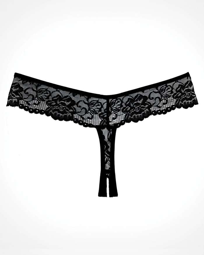 Allure Adore Sheer Floral Lace Chiqui Love Thong-Back Cut Panties