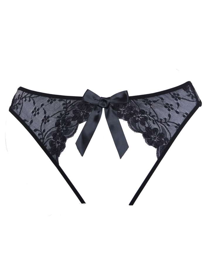Allure Adore Sheer Teaz Low-Rise Open Floral Lace Panties
