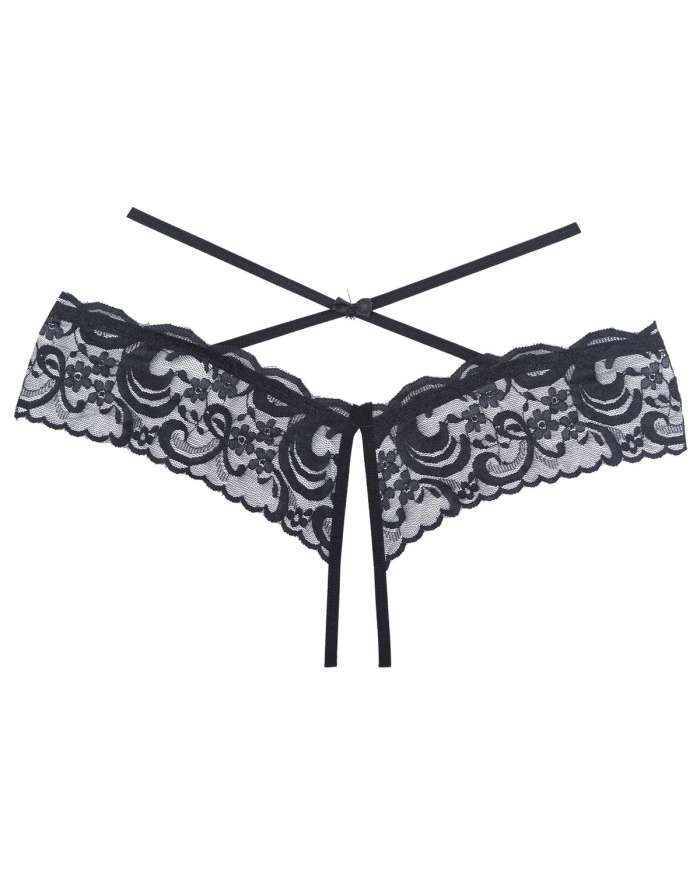 Allure Adore Dare Me Cross Waist Low-Rise Open Lace Panties