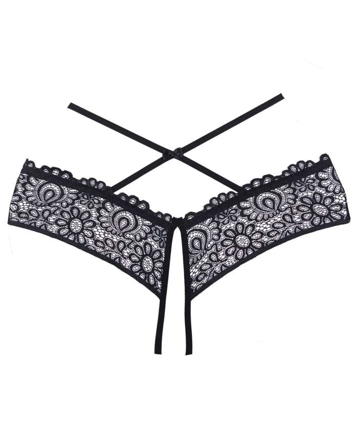 Allure Adore Crayzee Crisscross Waist Crotchless Lace Brief Panties