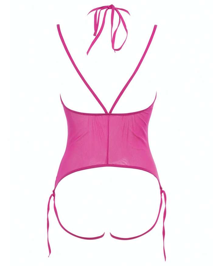 Allure Angelina Sheer Mesh Under Bust Strappy Teddy