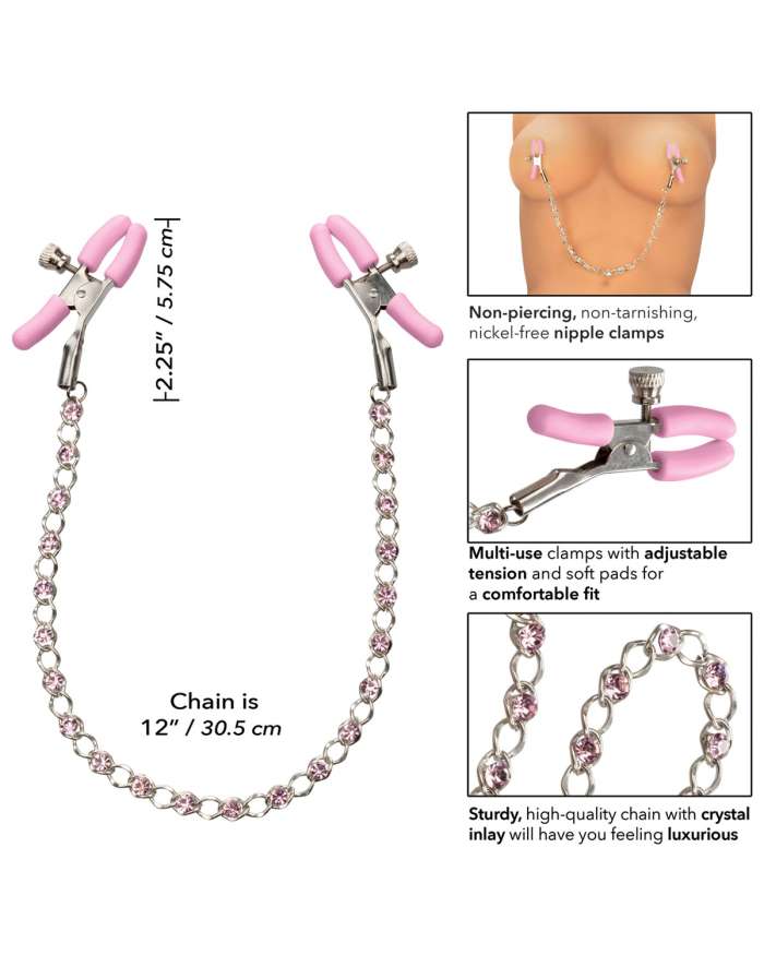 CalExotics Nipple Play Crystal Chain Nipple Clamps