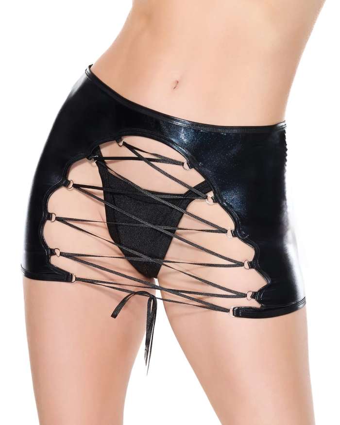 Coquette To Infinity Wet-Look Reversible Skirt