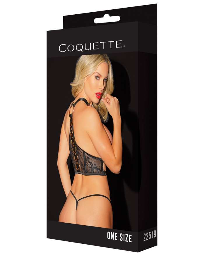 Coquette Anything Goes Sheer Satin Metal Ring Harness
