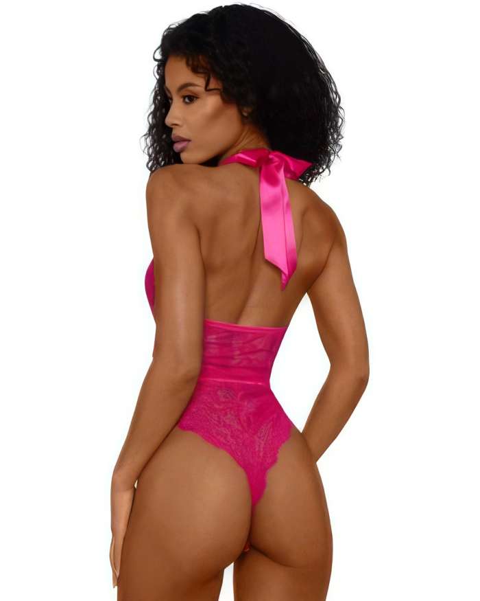 Dreamgirl Tiana Lace Teddy with Satin Tie