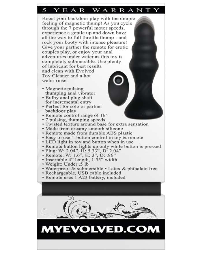 Evolved Backdoor Banger Thrusting Vibrating Butt Plug with Remote