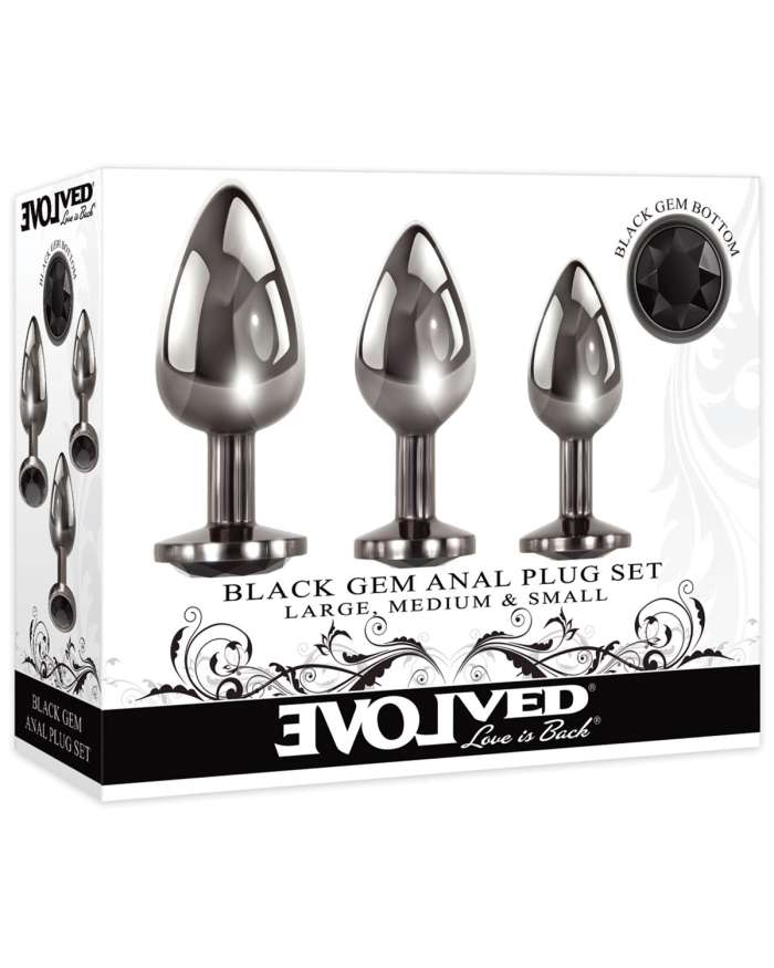 Evolved Black Gem Metal Anal Plug Set
