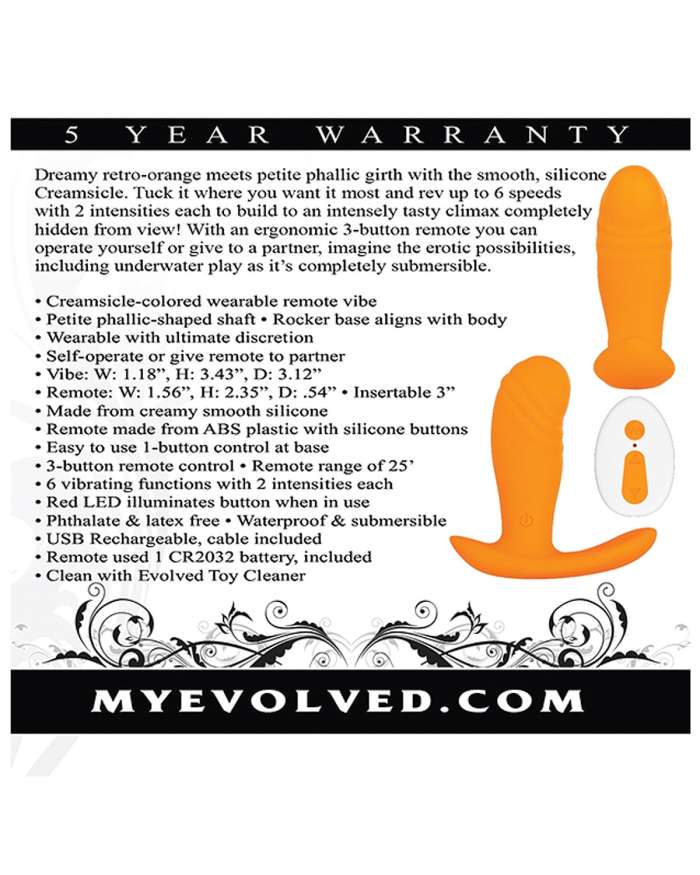 Evolved Creamsicle Wearable Vibrator with Remote
