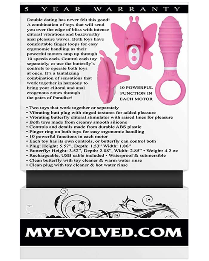Evolved Double Date Vibrating Plug and Clitoral Stimulator Kit