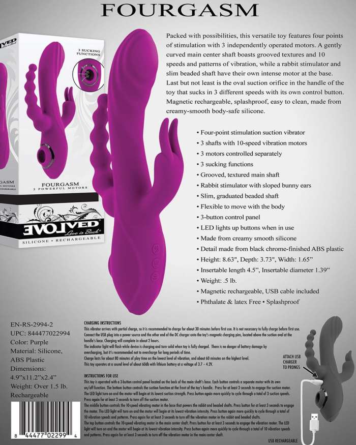 Evolved Fourgasm Vibrating And Suction Rabbit