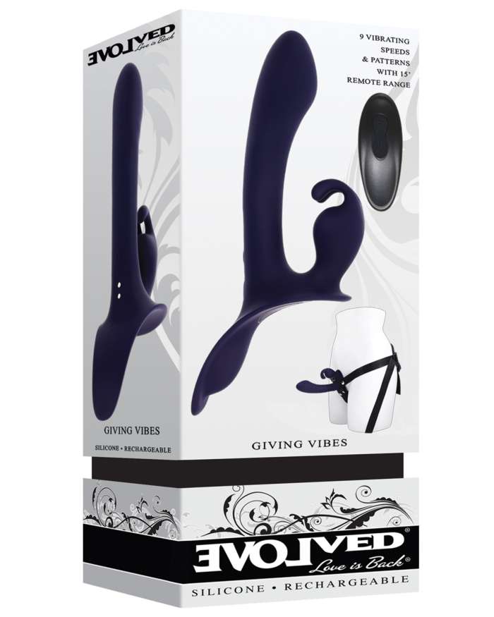 Evolved Giving Vibes Triple Motor Strap On Vibrator with Harness and Remote