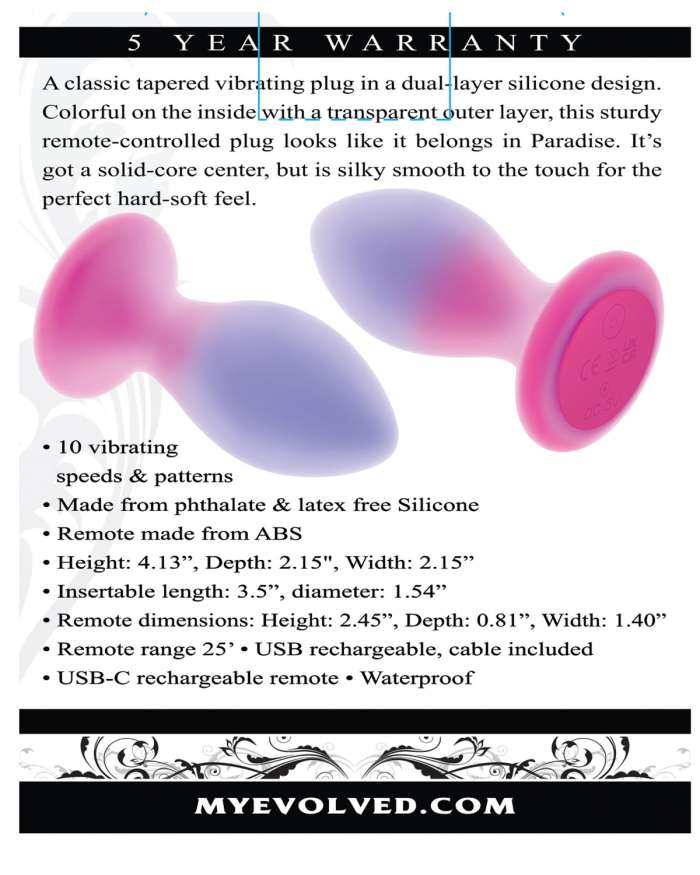 Evolved Paradise Vibrating Butt Plug with Remote