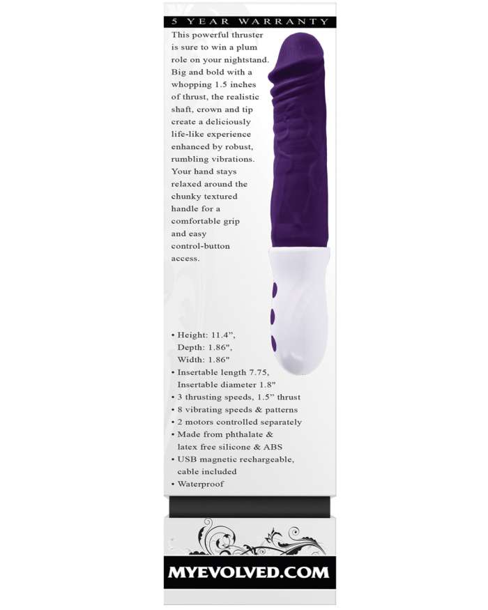 Evolved Plum Thrust Phallic Shaped Thrusting Vibrator