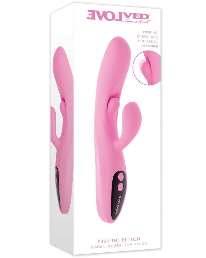 Evolved Push The Button Mid Shaft Bud Pushing Rabbit Vibrator