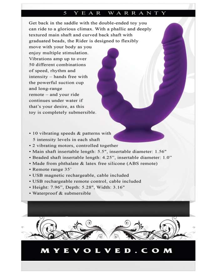 Evolved The Rider Double Ended Vibrator with Remote