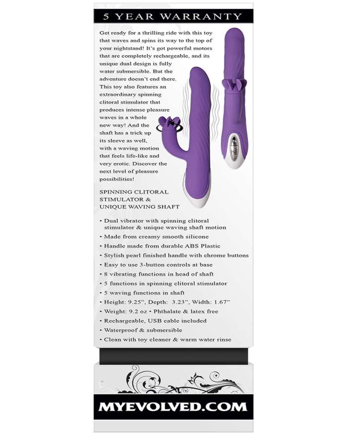 Evolved Tilt-O-Whirl Vibrator with Spinning Clitoral Stimulator
