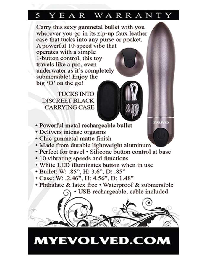 Evolved Travel Gasm Metal Bullet Vibrator with Travel-Case