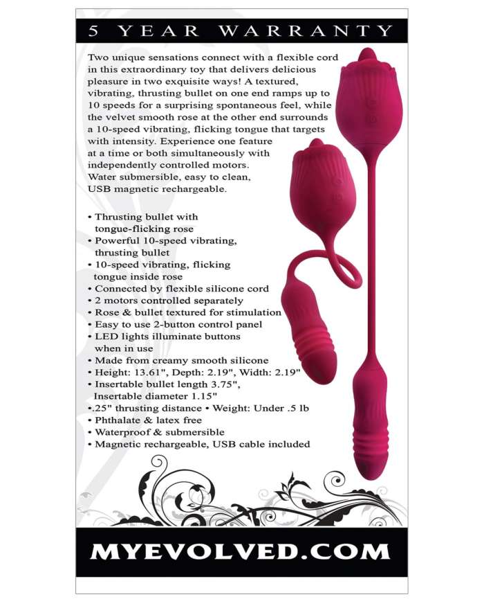 Evolved Wild Rose Flicking Tongue Vibrating Stimulator