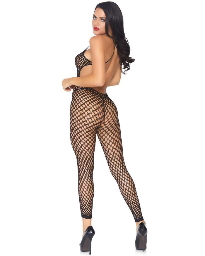 Leg Avenue Crochet Net Footless Deep-V Bodystocking