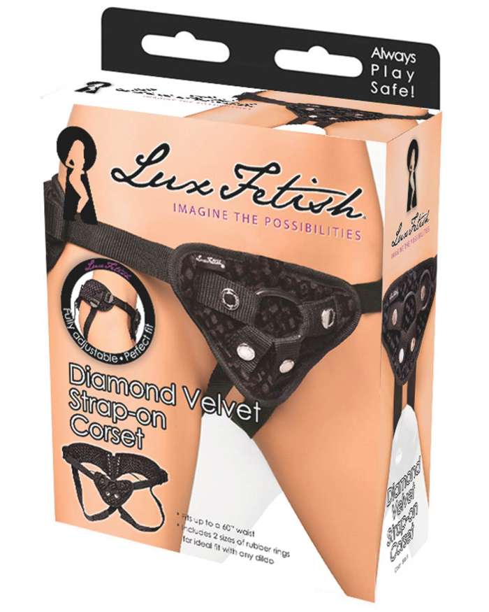 Lux Fetish Diamond Corset Style Velvet Strap-on Harness