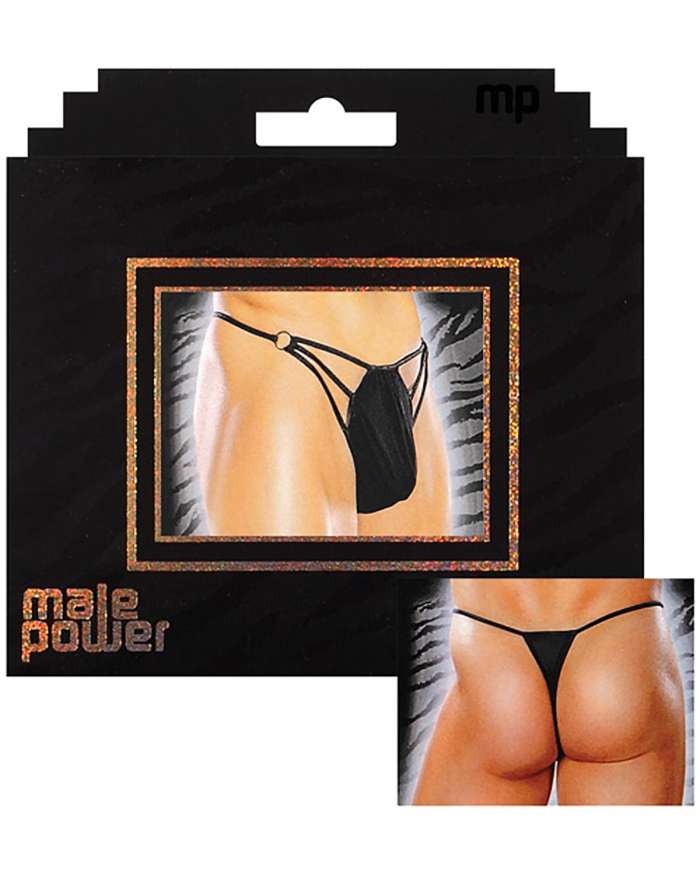 Male Power Strappy Male G-String with Rings