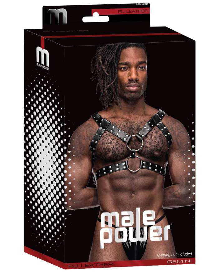 Male Power Gemini Double-Ring Faux Leather Harness