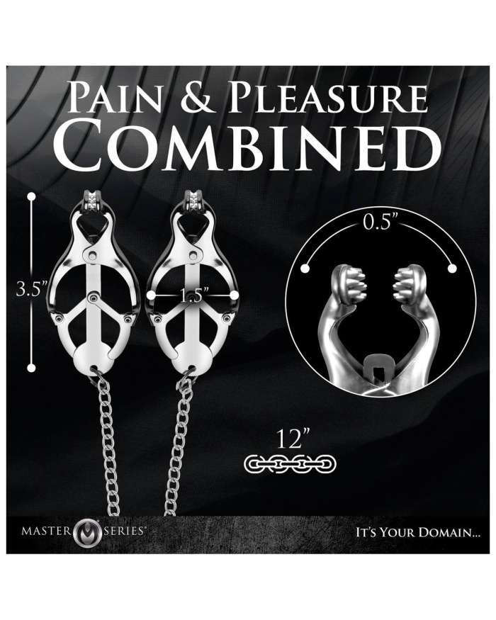 Master Series Tyrant Metal Spiked Clover Nipple Clamps
