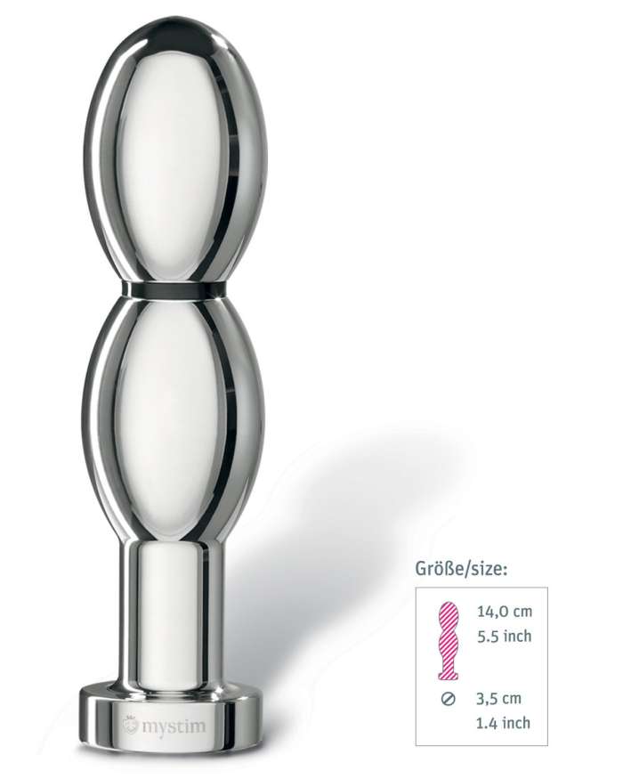 Mystim O(h!)-thello E-Stim Double Oval Aluminum Dildo