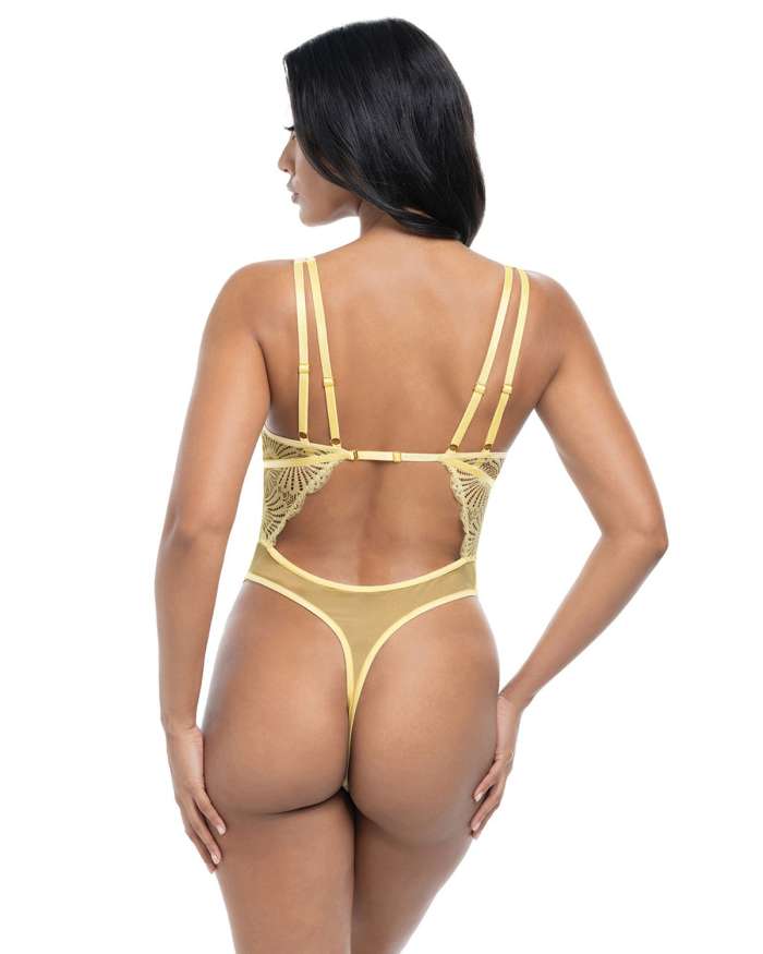 Oh La La Cheri Tiana Sheer Floral Lace Open-Back Teddy