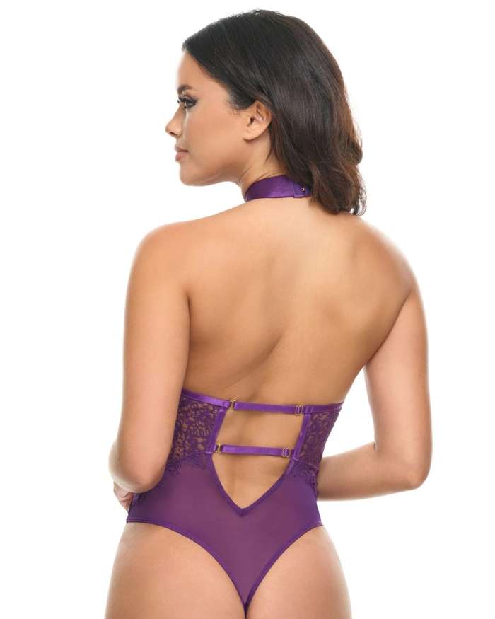 Oh La La Cheri Kennedy Sheer Lace Keyhole Ring Accent Teddy