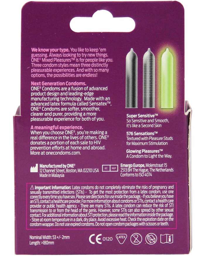 ONE Mixed Pleasures Assorted Lubricated Latex Condoms