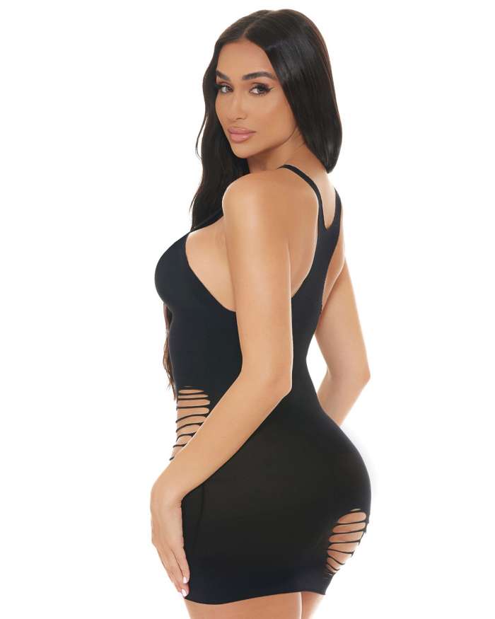 Pink Lipstick Heart Rate Heart Cutout Mini Dress