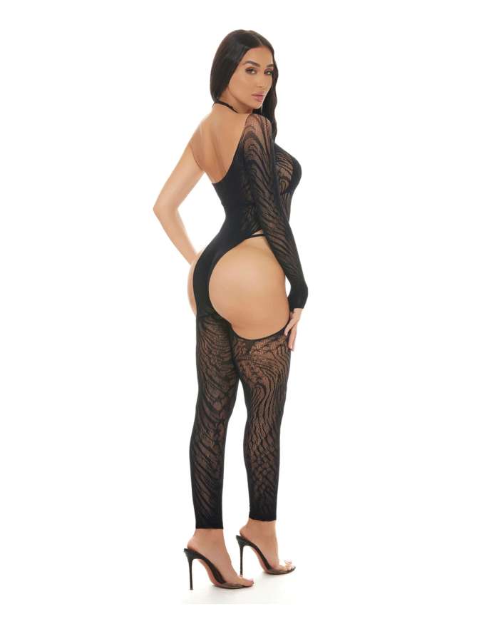 Pink Lipstick Star Sign Asymmetrical Bodystocking