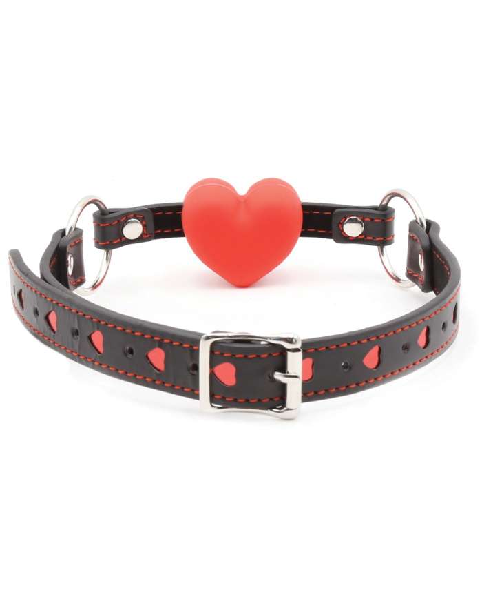 Plesur Heart Ball Gag with Red Hearts