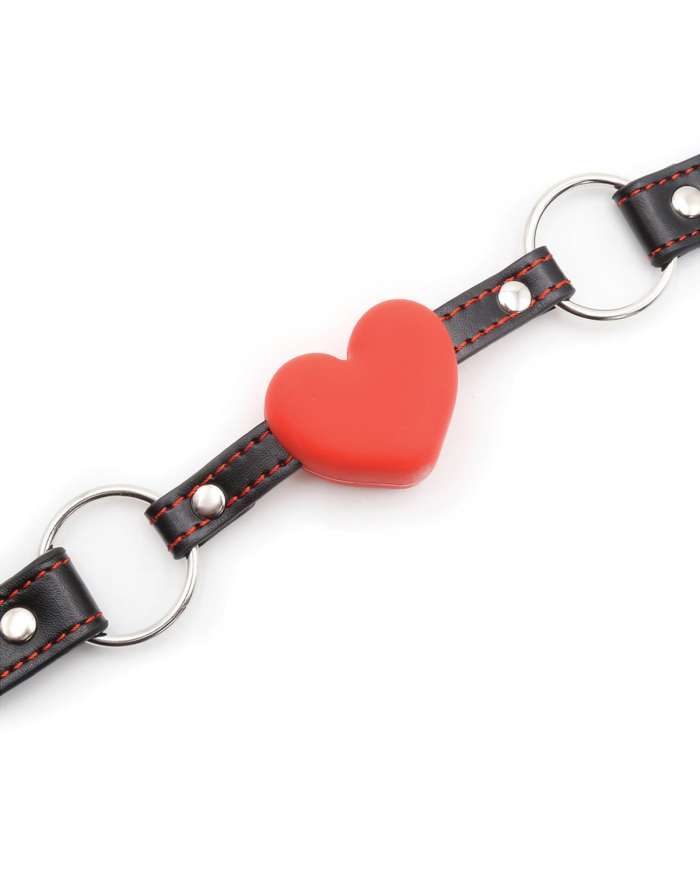 Plesur Heart Ball Gag with Red Hearts