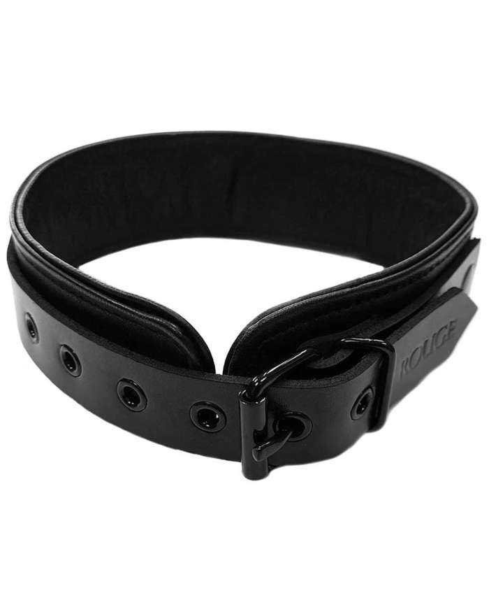 Rouge Leather Black Collar with Black Hardware