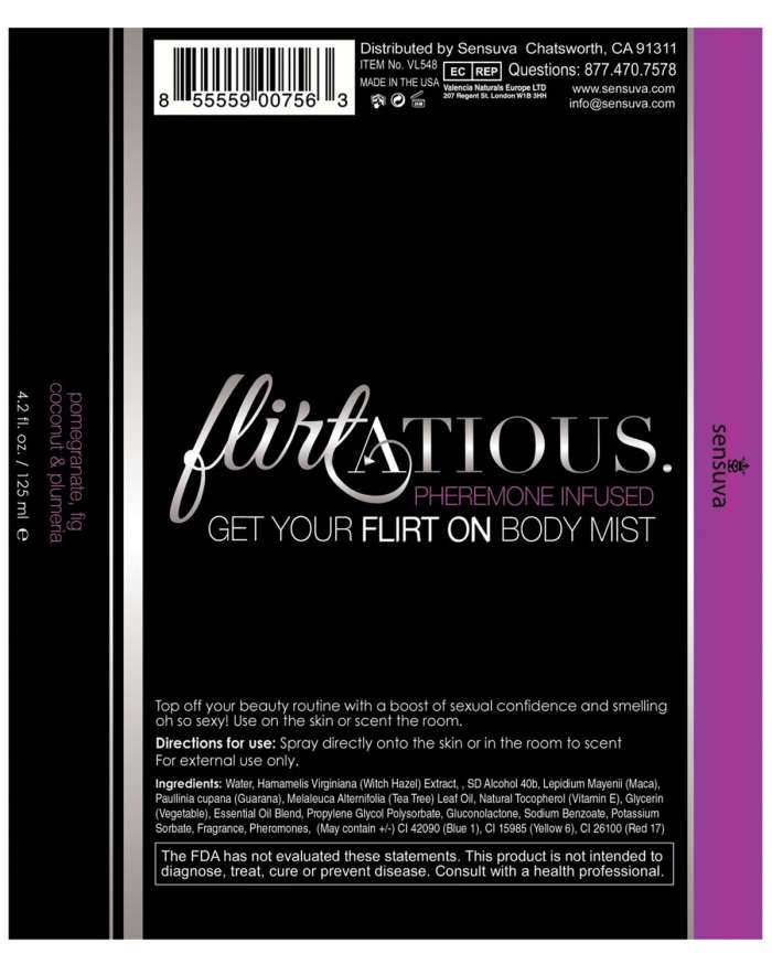 Sensuva Flirtatious Body Mist Pomegranate Base