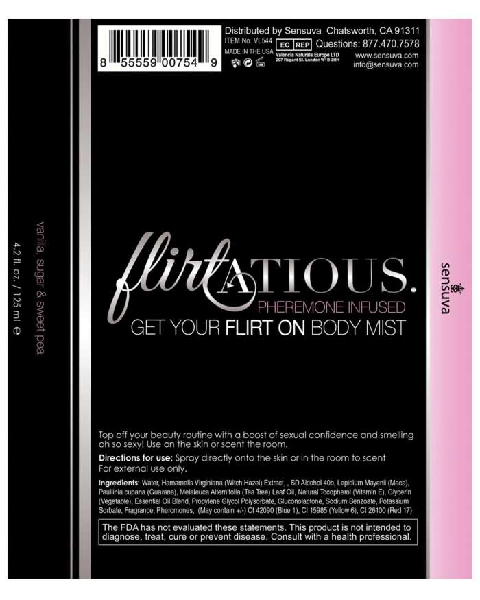 Sensuva Flirtatious Body Mist Vanilla Base