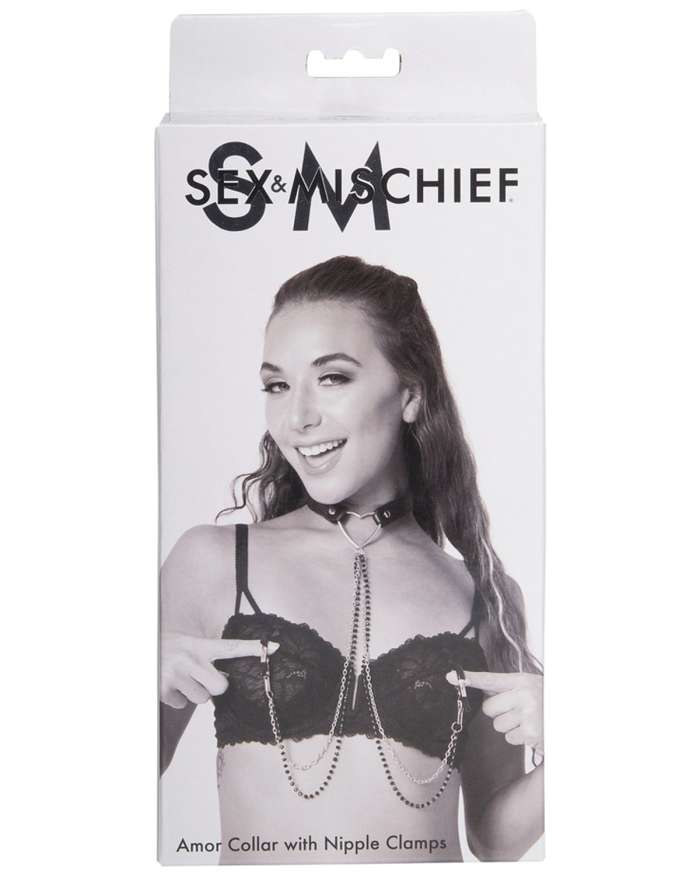 Sex & Mischief Amor Collar with Nipple Clamps