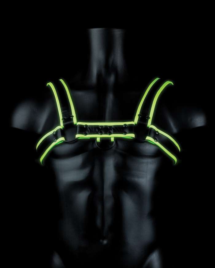 Shots Ouch Glow-in-the-Dark Leather Bulldog Chest Harness