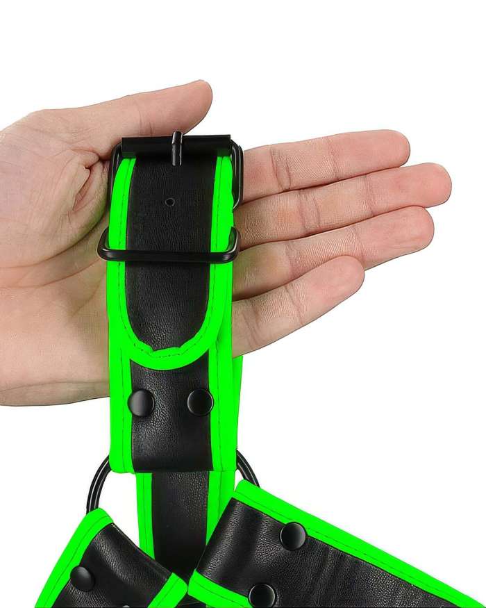 Shots Ouch Glow-in-the-Dark Leather Bulldog Chest Harness