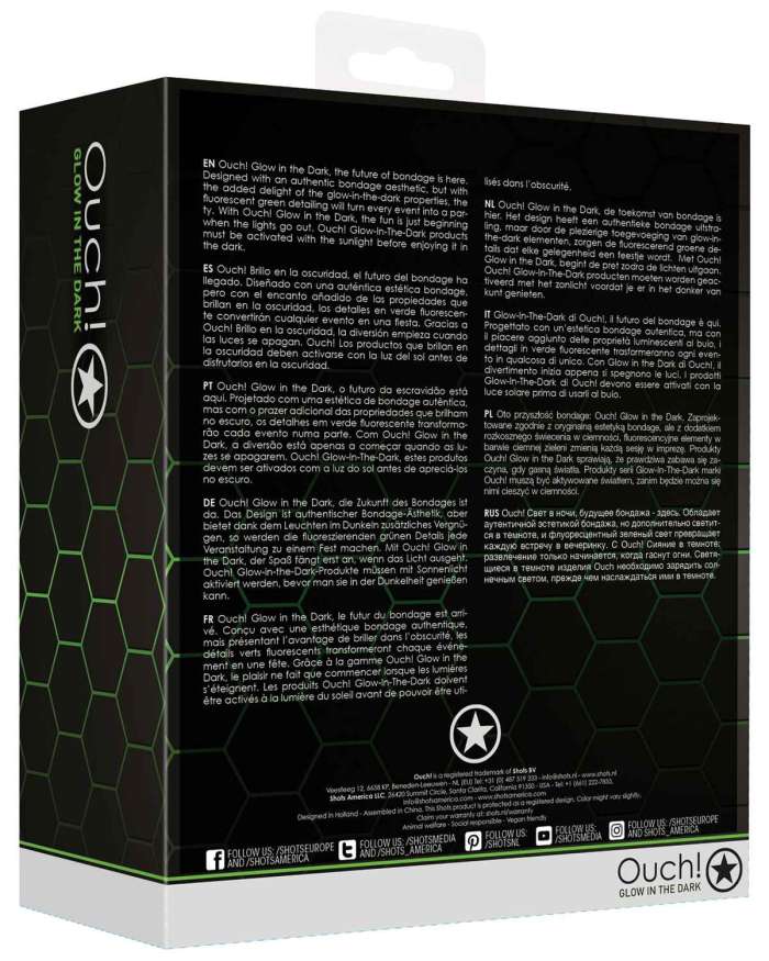 Shots Ouch Glow-in-the-Dark Leather Bulldog Chest Harness