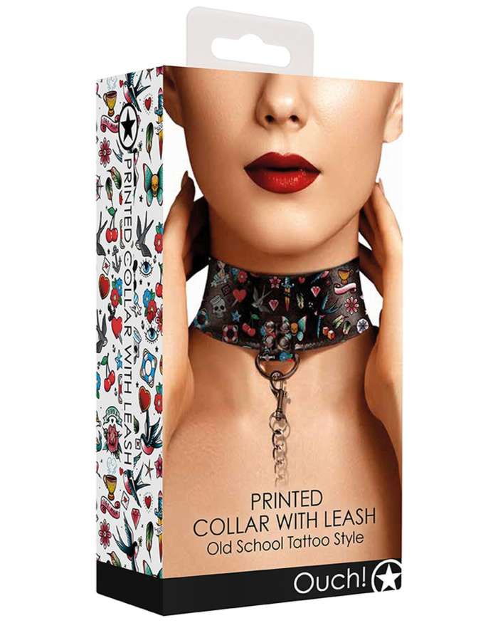 Shots Ouch! Printed Collar with Leash