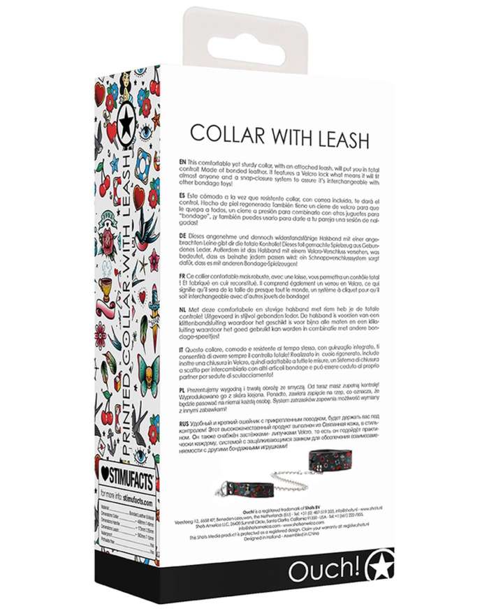Shots Ouch! Printed Collar with Leash
