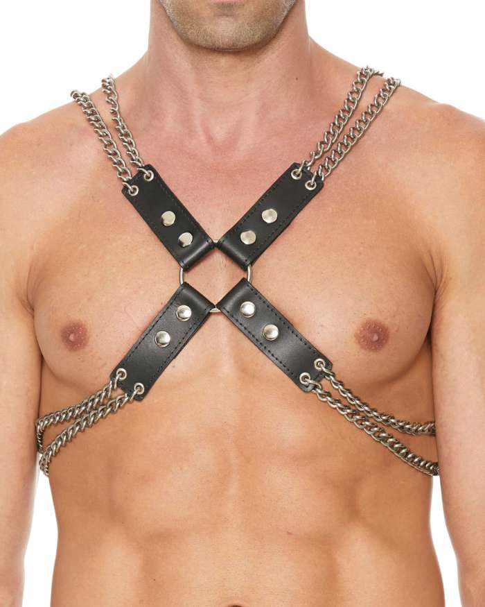 Shots Uomo Chain and Chain Leather Harness