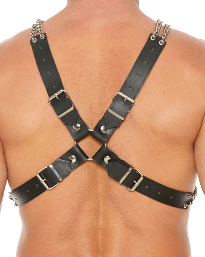 Shots Uomo Chain and Chain Leather Harness