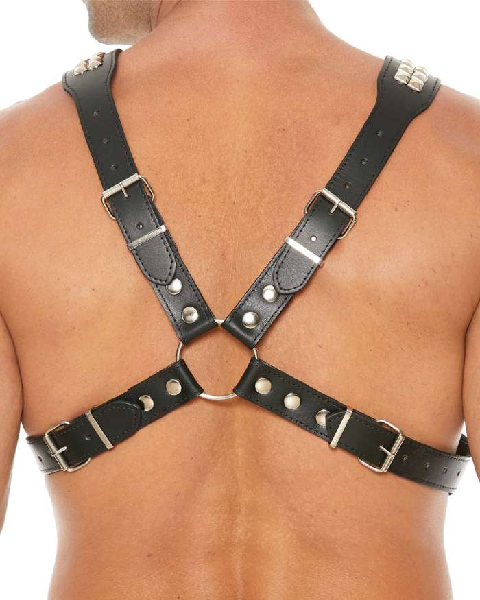 Shots Uomo Men’s Pyramid Stud Body Leather Harness
