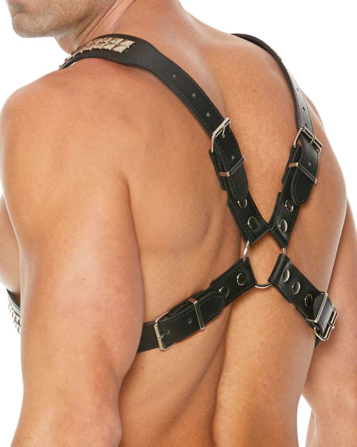 Shots Uomo Men’s Pyramid Stud Body Leather Harness